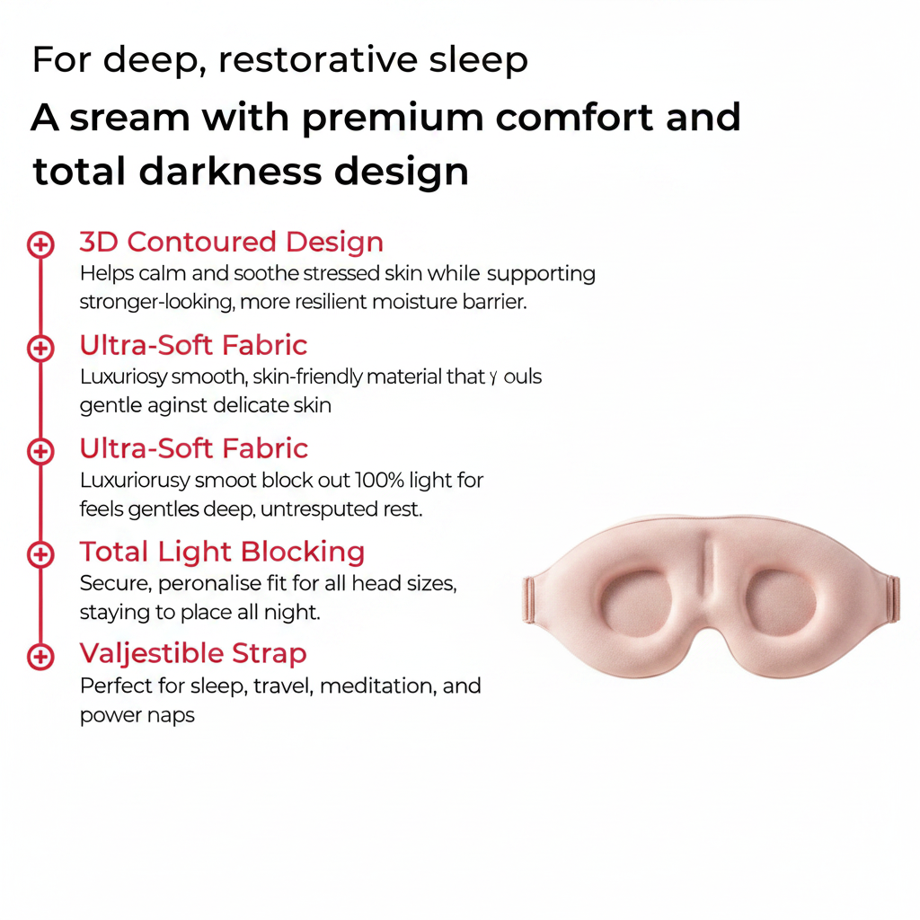 DreamSilk Sleep Mask Feature Infographic - White Background