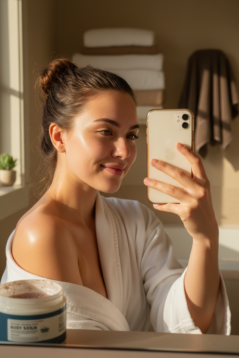 Glowing skin selfie
