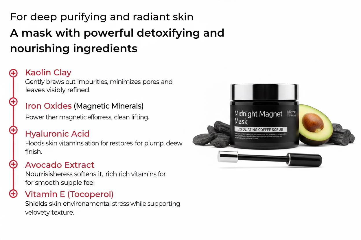 Midnight Magnet Mask Ingredients - White Background