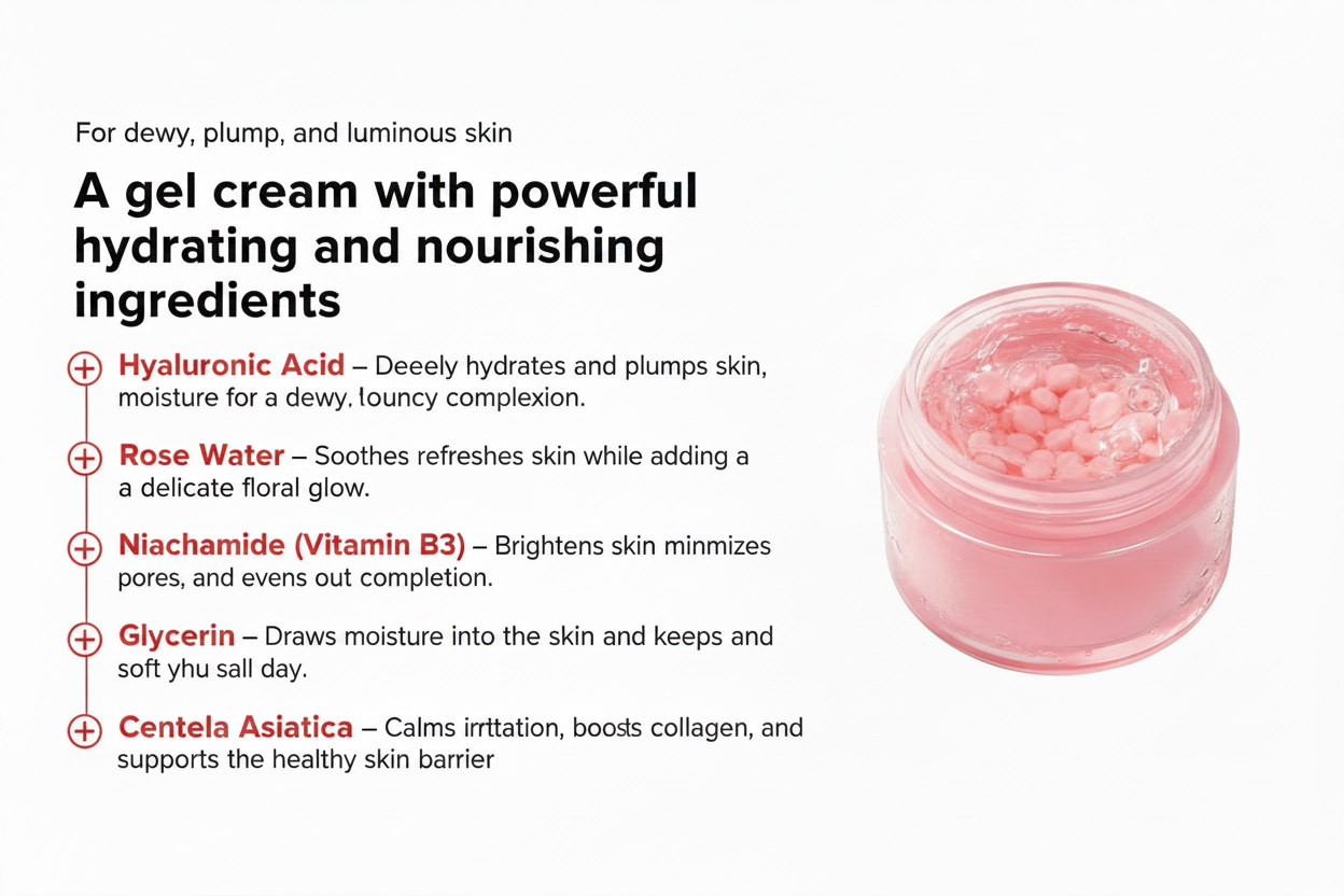Pink Dew Gel Cream Ingredient Breakdown - With Connector Line
