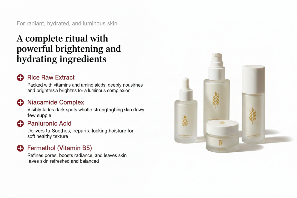 Rice Dew Collection Ingredient Feature - White Background