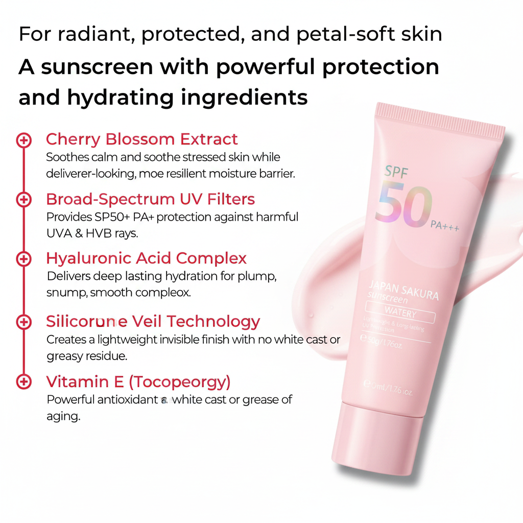Sakura Veil SPF50+ Ingredient Feature Graphic